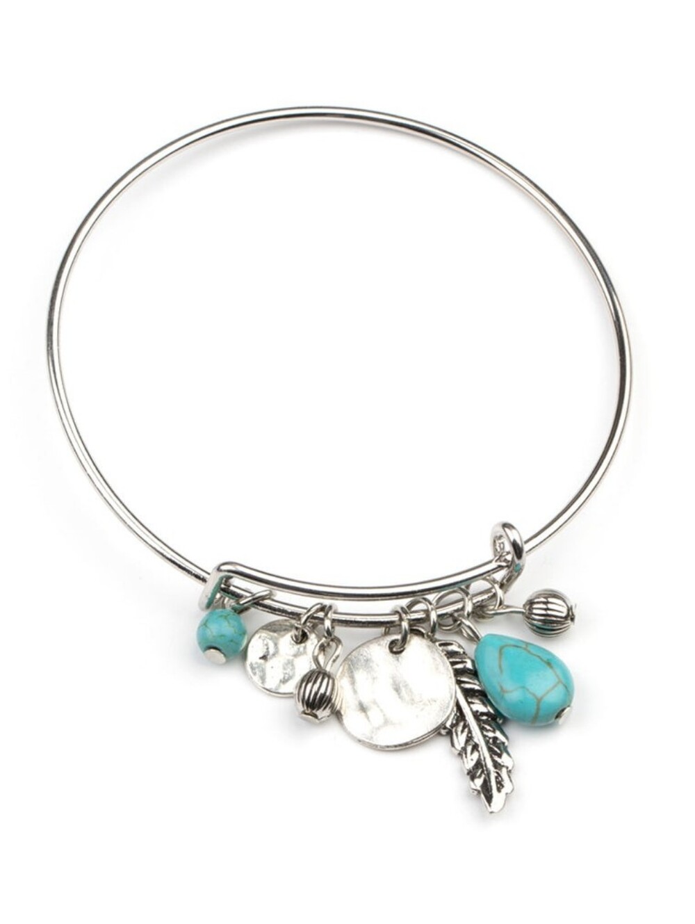 paparazzi Silver-Tone Turquoise Charm Bangle Bracelet
